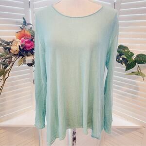 EILEEN FISHER LINEN GREEN LONG SLEEVE PULLOVER SIZE MED